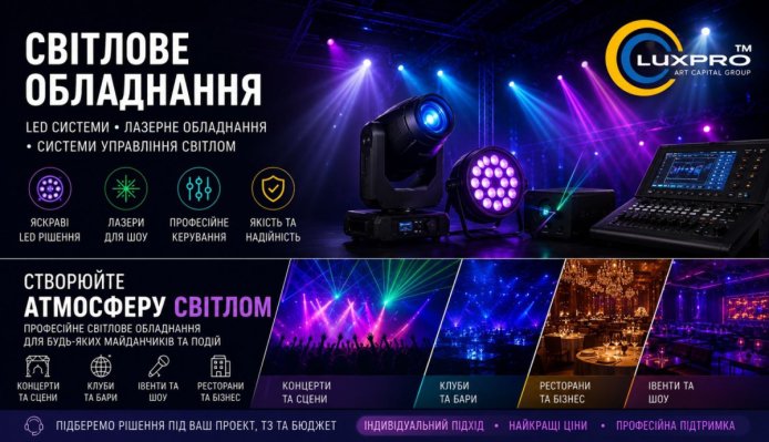 Световое оборудование для сцен, шоу, клубов: большой выбор в LuxPRO